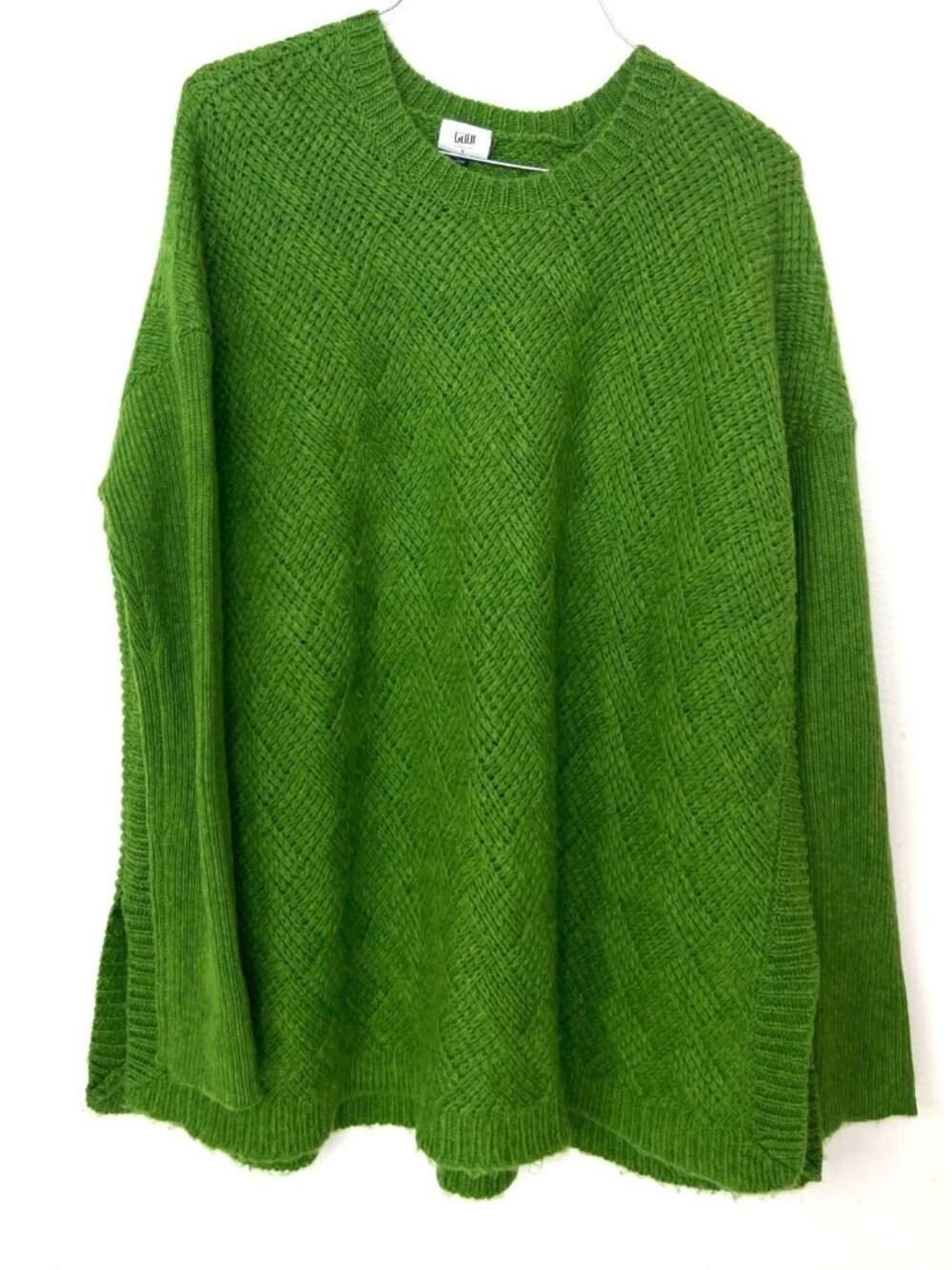 Cabi Women's Green Basket Weave Pullover Oversized Knit Sweater Size‎ S